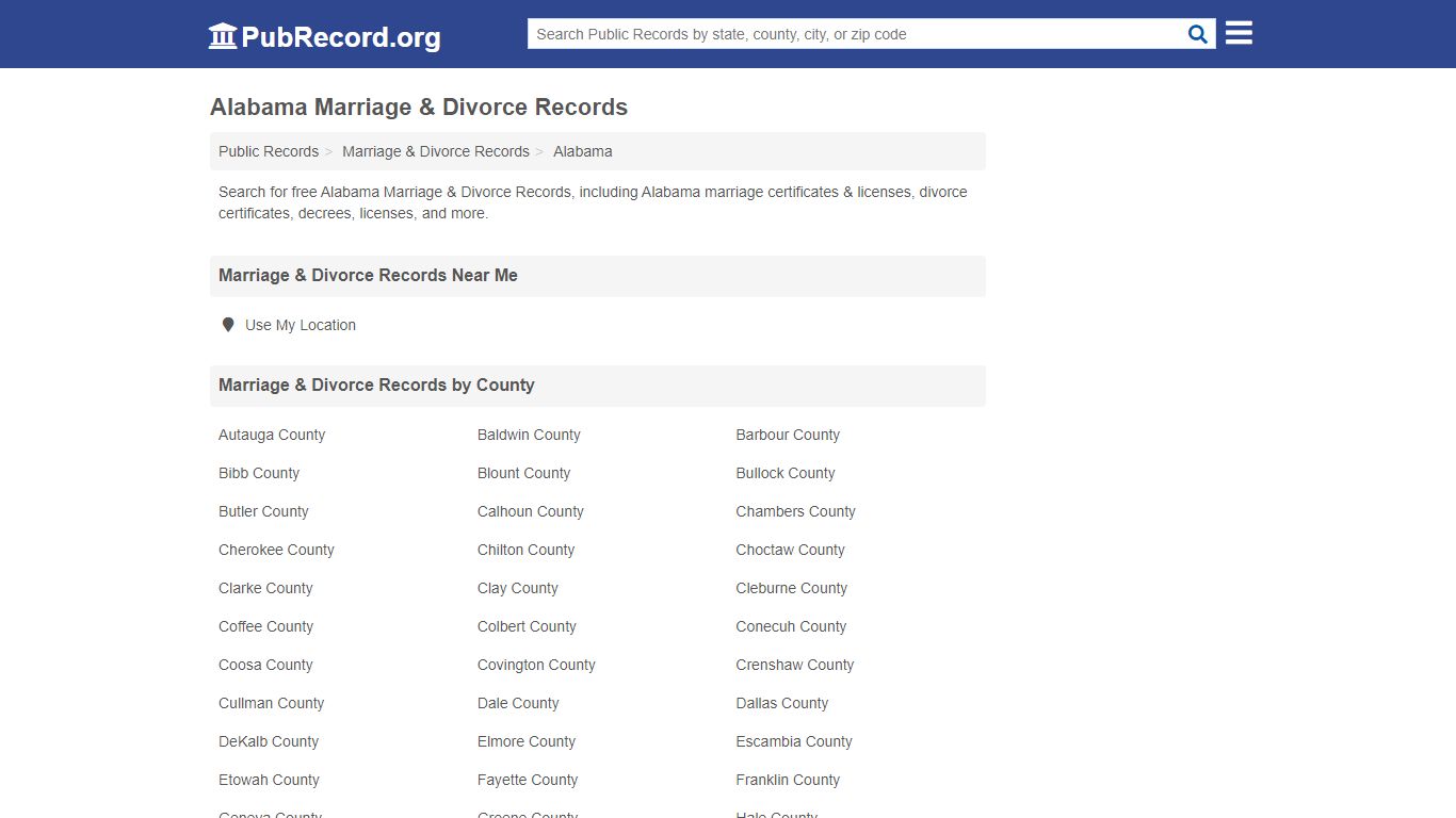 Free Alabama Marriage & Divorce Records - PubRecord.org